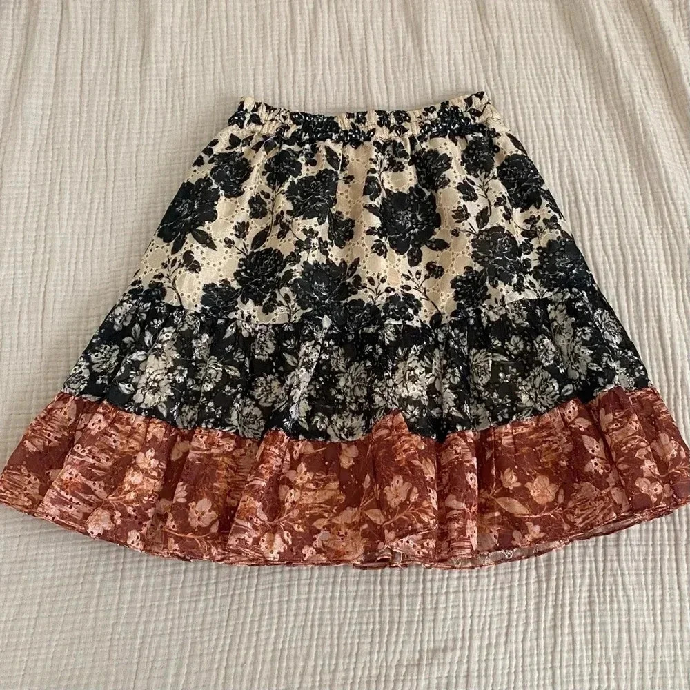 Sachin & Babi Anthropologie Loretta Eyelet Crochet Ruffle Mini Skirt